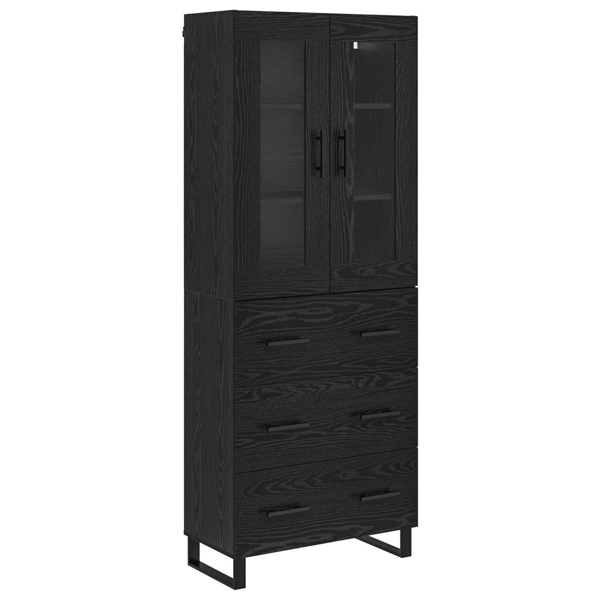 Highboard 69.5x34x180 cm Engineered Wood 3 Drawers Black oak