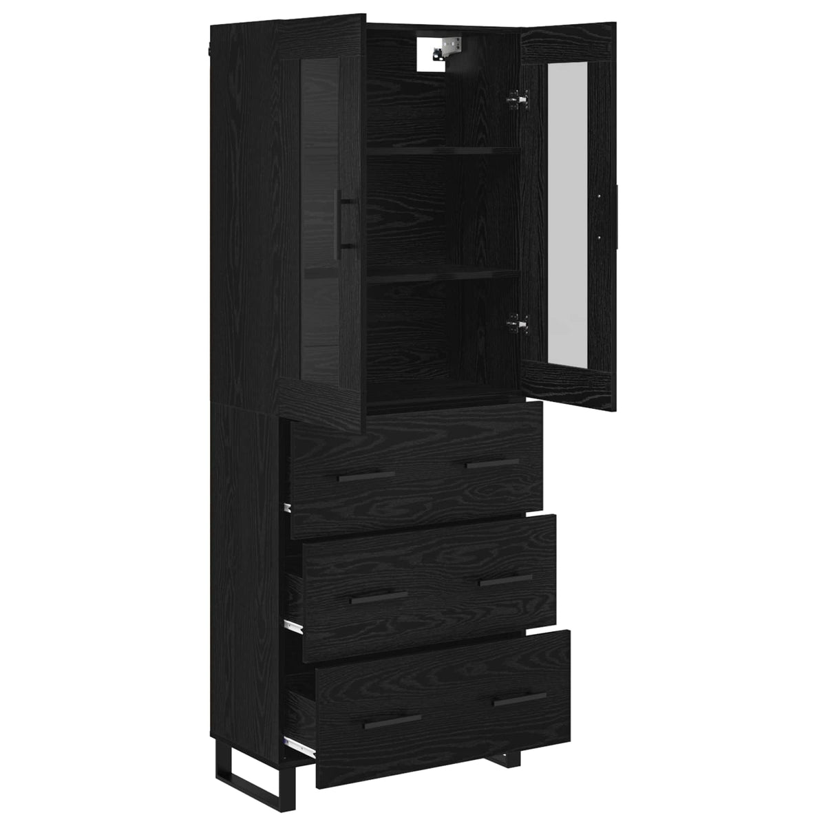 Highboard 69.5x34x180 cm Engineered Wood 3 Drawers Black oak