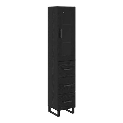 Highboard 34.5x34x180 cm Engineered Wood 3 Drawers Black oak