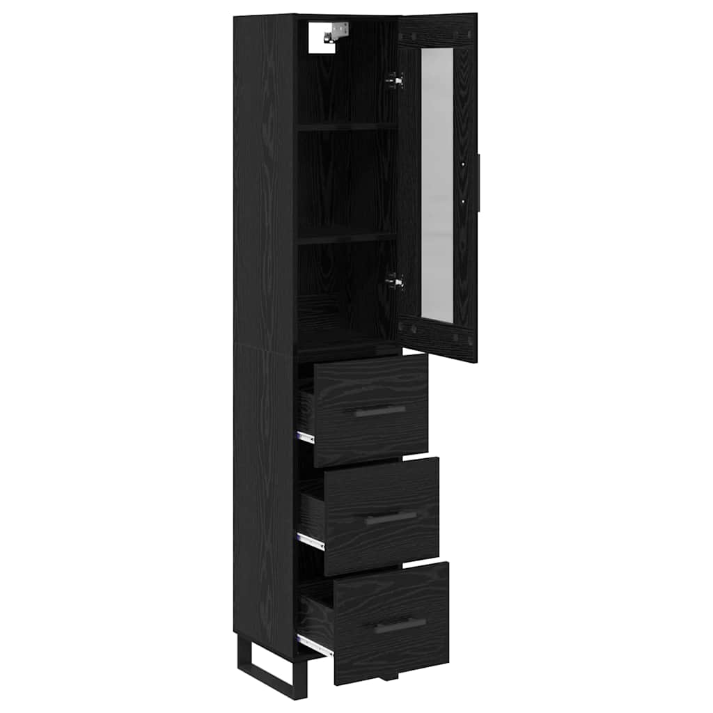 Highboard 34.5x34x180 cm Engineered Wood 3 Drawers Black oak