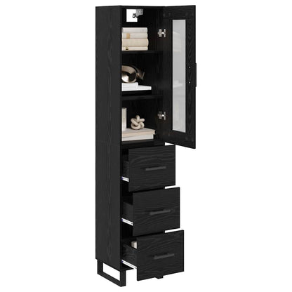 Highboard 34.5x34x180 cm Engineered Wood 3 Drawers Black oak