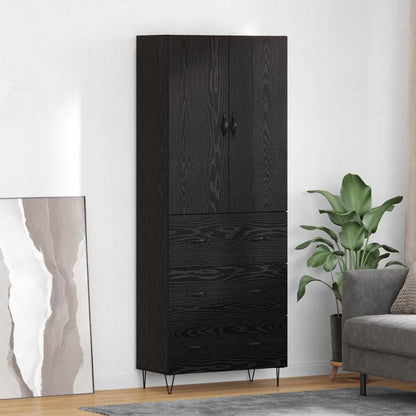 Highboard 69.5x34x180 cm Engineered Wood 3 Drawers Black oak