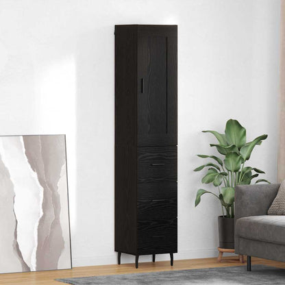 Highboard 34.5x34x180 cm Engineered Wood 3 Drawers Black oak