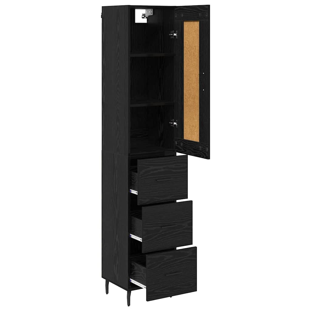 Highboard 34.5x34x180 cm Engineered Wood 3 Drawers Black oak