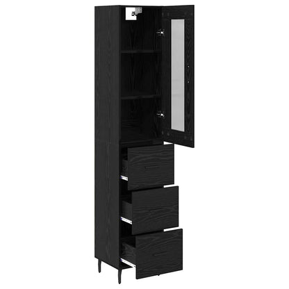 Highboard 34.5x34x180 cm Engineered Wood 3 Drawers Black oak