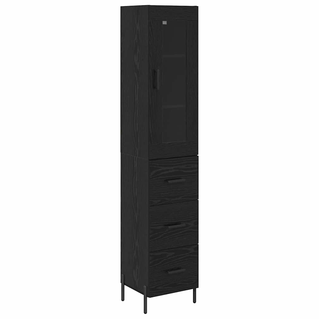 Highboard 34.5x34x180 cm Engineered Wood 3 Drawers Black oak