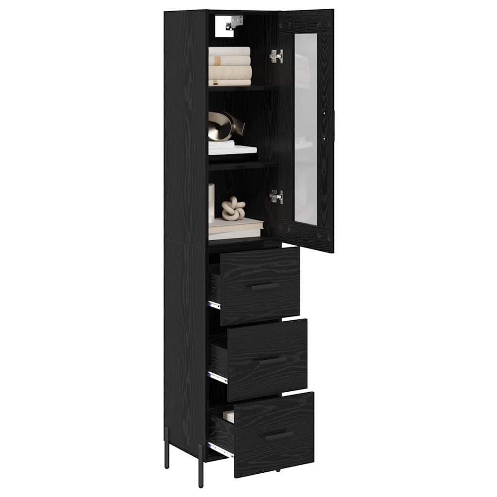 Highboard 34.5x34x180 cm Engineered Wood 3 Drawers Black oak