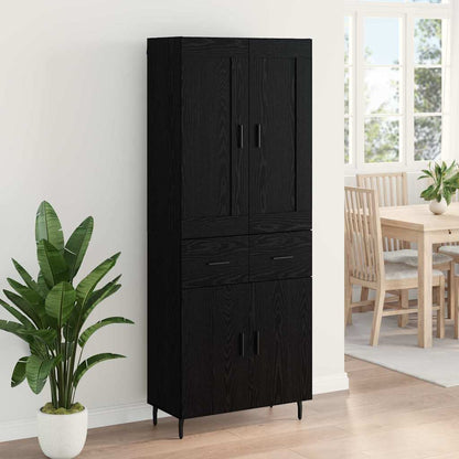 Highboard 69.5x34x180 cm Engineered Wood 2 Doors 2 Drawers Black oak