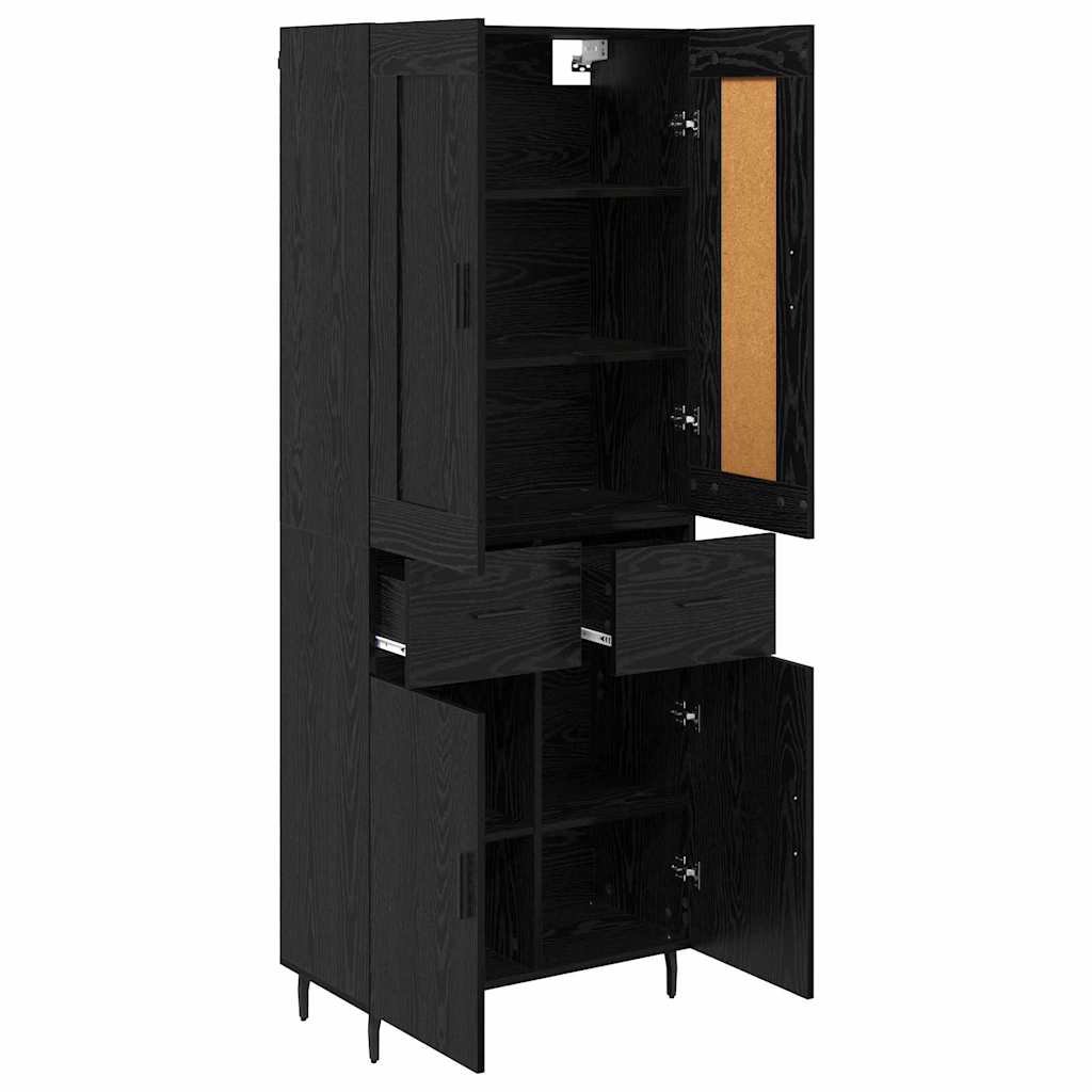 Highboard 69.5x34x180 cm Engineered Wood 2 Doors 2 Drawers Black oak