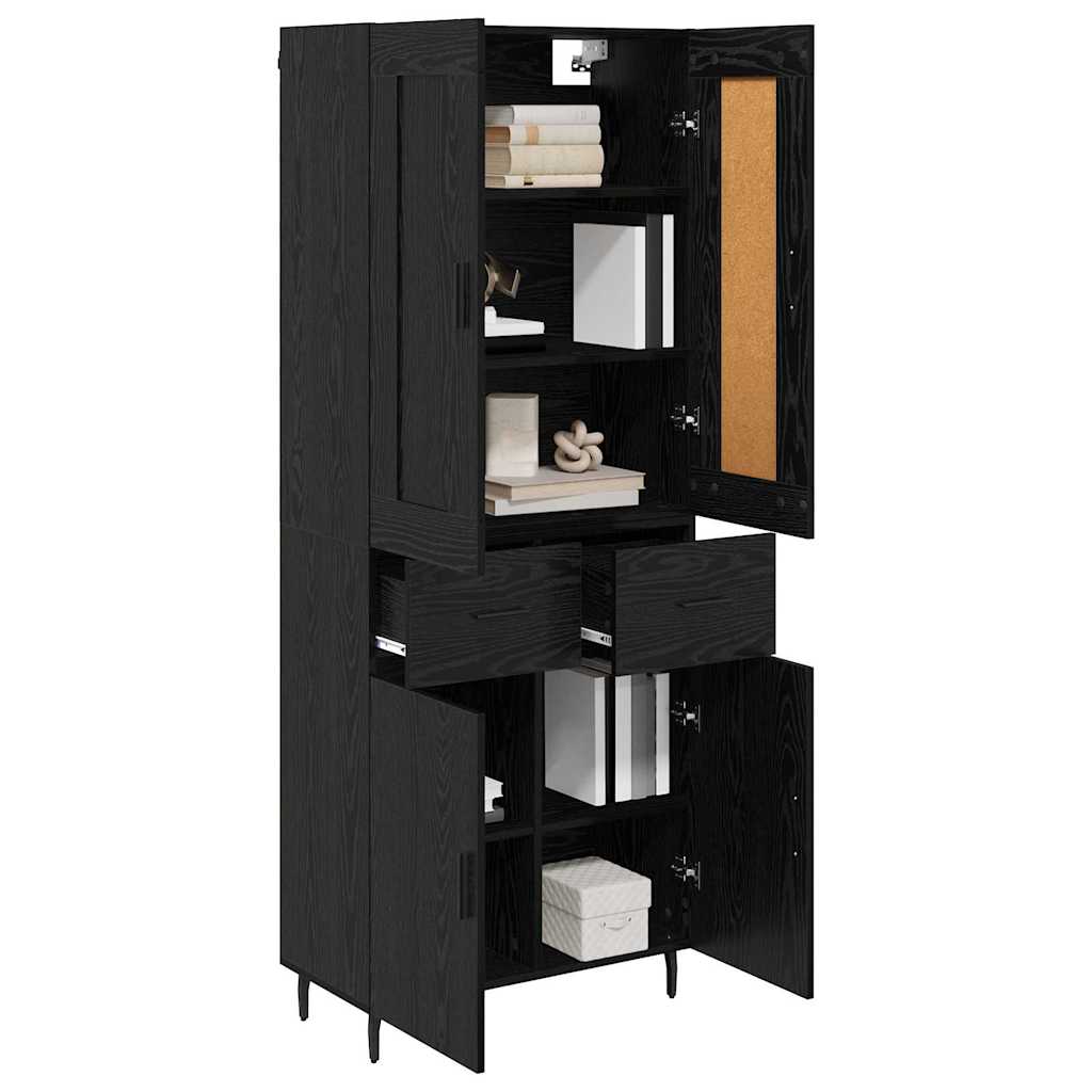 Highboard 69.5x34x180 cm Engineered Wood 2 Doors 2 Drawers Black oak