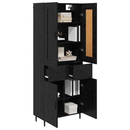 Highboard 69.5x34x180 cm Engineered Wood 2 Doors 2 Drawers Black oak