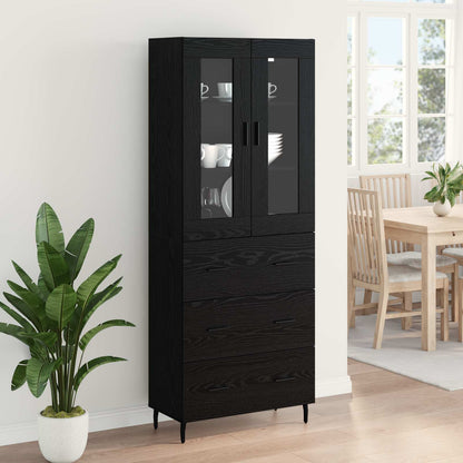 Highboard 69.5x34x180 cm Engineered Wood 3 Drawers Black oak