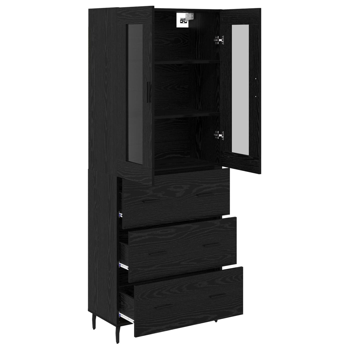 Highboard 69.5x34x180 cm Engineered Wood 3 Drawers Black oak