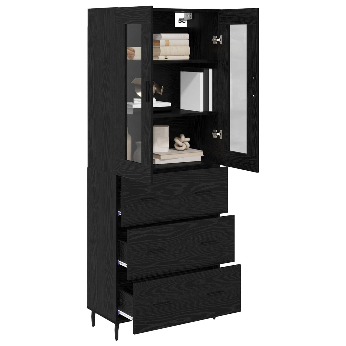Highboard 69.5x34x180 cm Engineered Wood 3 Drawers Black oak