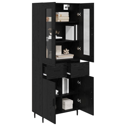 Highboard 69.5x34x180 cm Engineered Wood 2 Doors 2 Drawers Black oak