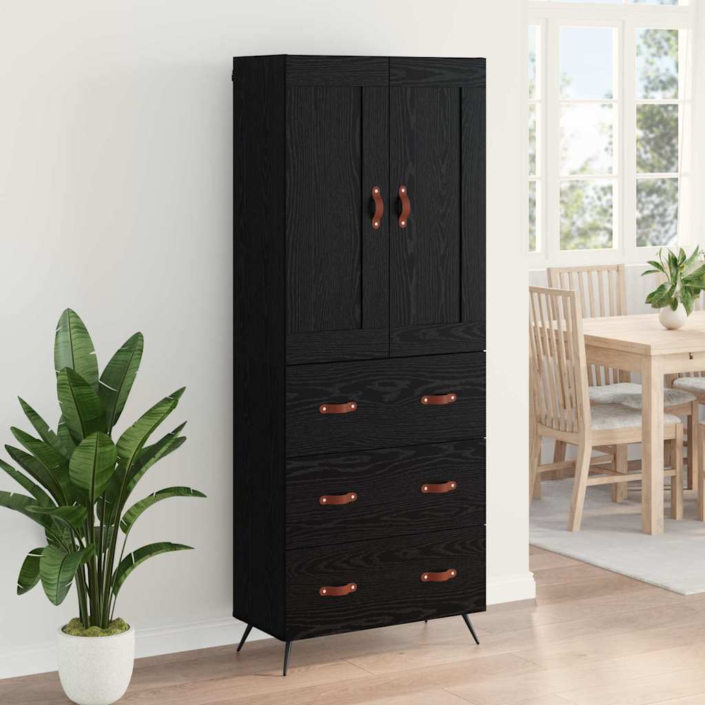 Highboard 69.5x34x180 cm Engineered Wood 3 Drawers Black oak