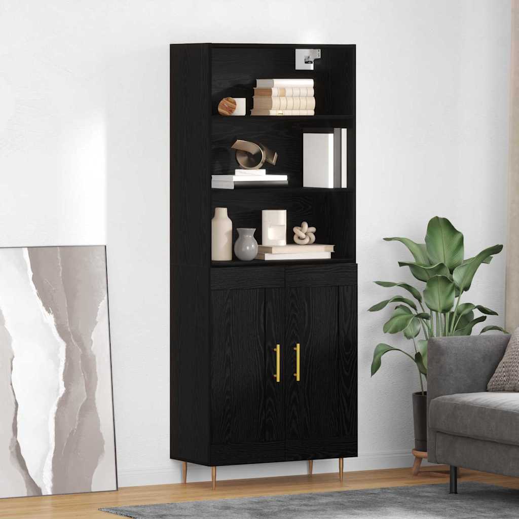 Highboard 69.5x34x180 cm Engineered Wood 2 Wood Doors Black oak