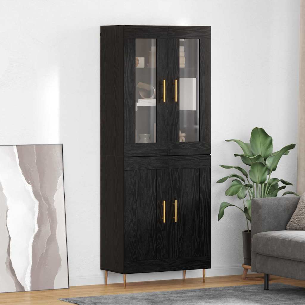 Highboard 69.5x34x180 cm Engineered Wood 2 Wood Doors Black oak