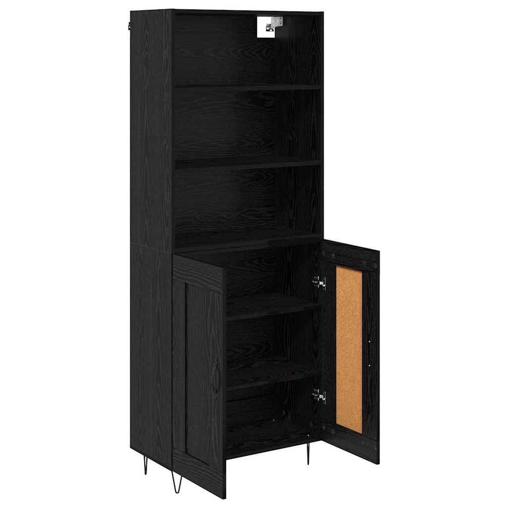 Highboard 69.5x34x180 cm Engineered Wood 2 Wood Doors Black oak