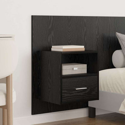Bed Headboard with Cabinets Engineered Wood One Drawer and One Shelf Black oak