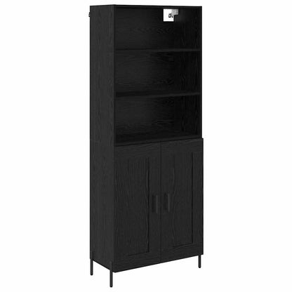Highboard 69.5x34x180 cm Engineered Wood 2 Wood Doors Black oak