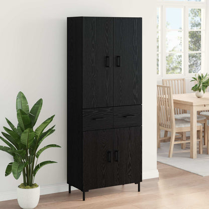 Highboard 69.5x34x180 cm Engineered Wood 2 Doors 2 Drawers Black oak