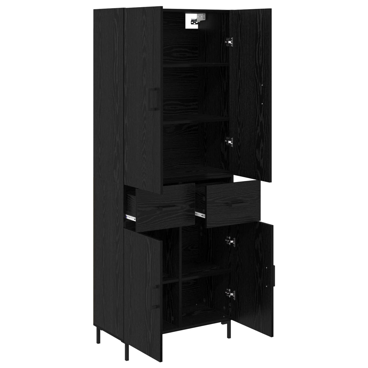 Highboard 69.5x34x180 cm Engineered Wood 2 Doors 2 Drawers Black oak
