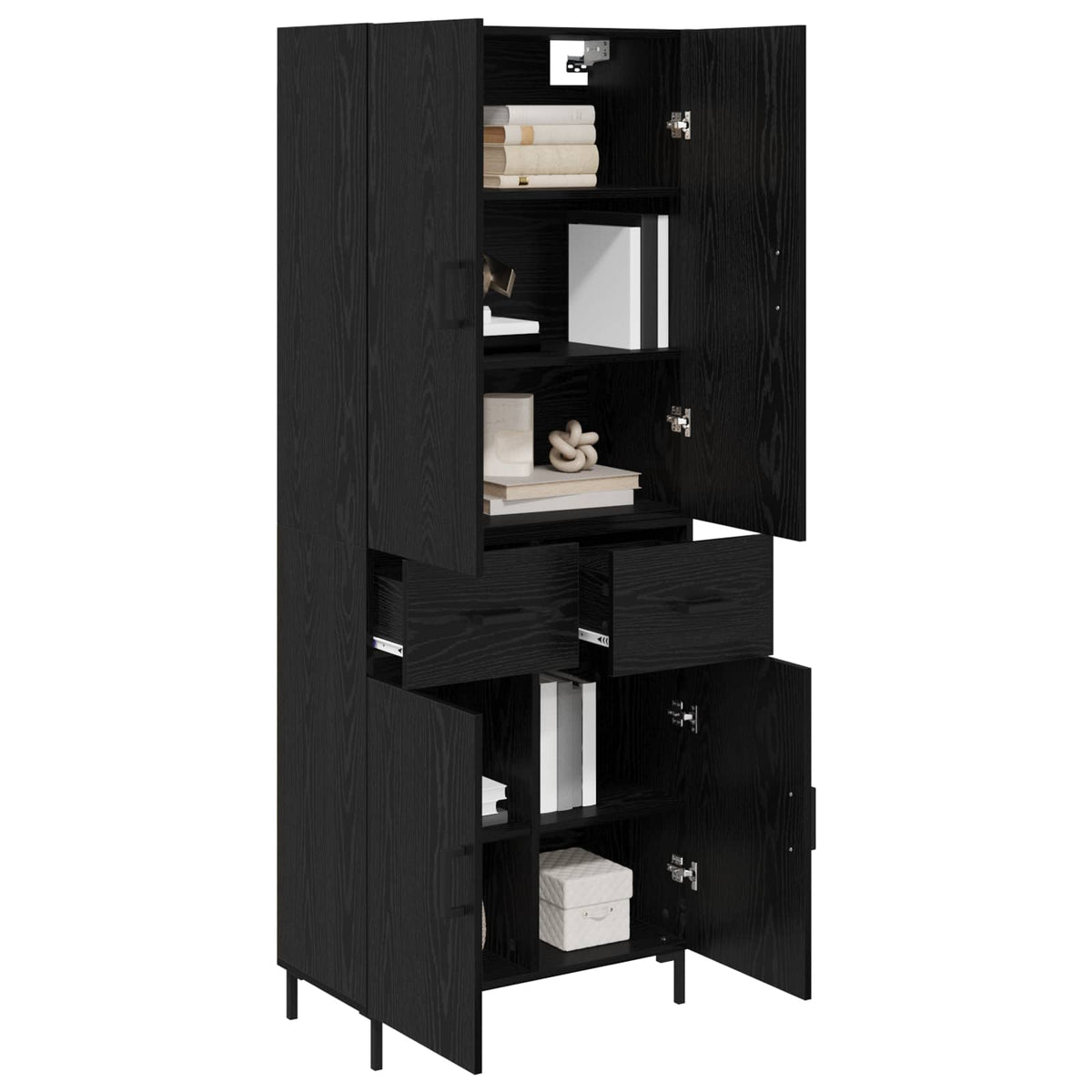 Highboard 69.5x34x180 cm Engineered Wood 2 Doors 2 Drawers Black oak