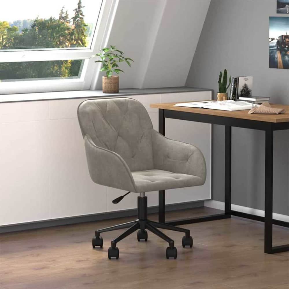Office Chair with Wheel 56 x 61.5 x 72 cm Velvet Light grey