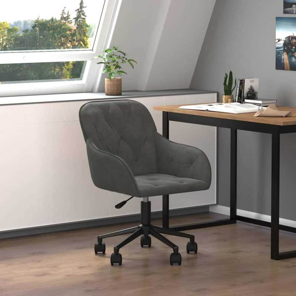 Office Chair with Wheel 56 x 61.5 x 72 cm Velvet Dark grey
