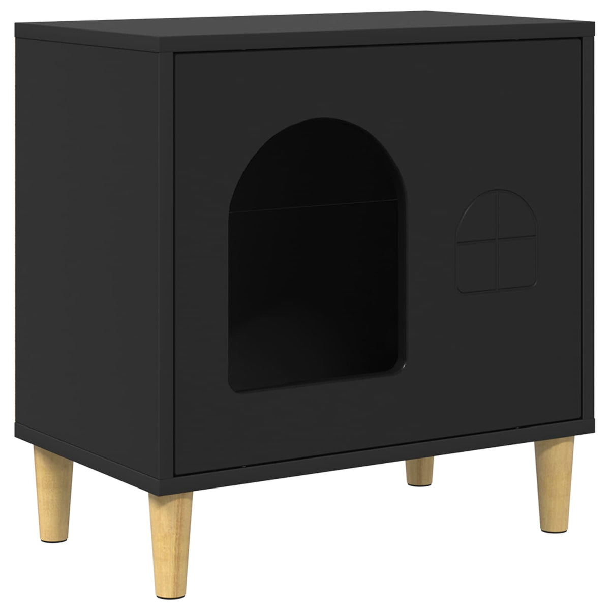 vidaXL Cat House Black 51 x 30 x 52 cm Engineered Wood 2