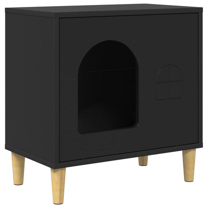 vidaXL Cat House Black 51 x 30 x 52 cm Engineered Wood 2