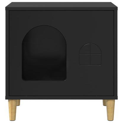 vidaXL Cat House Black 51 x 30 x 52 cm Engineered Wood 5