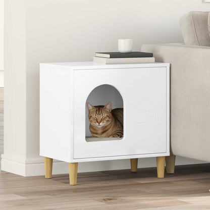 vidaXL Cat House Gloss White 51 x 30 x 52 cm Engineered Wood 1