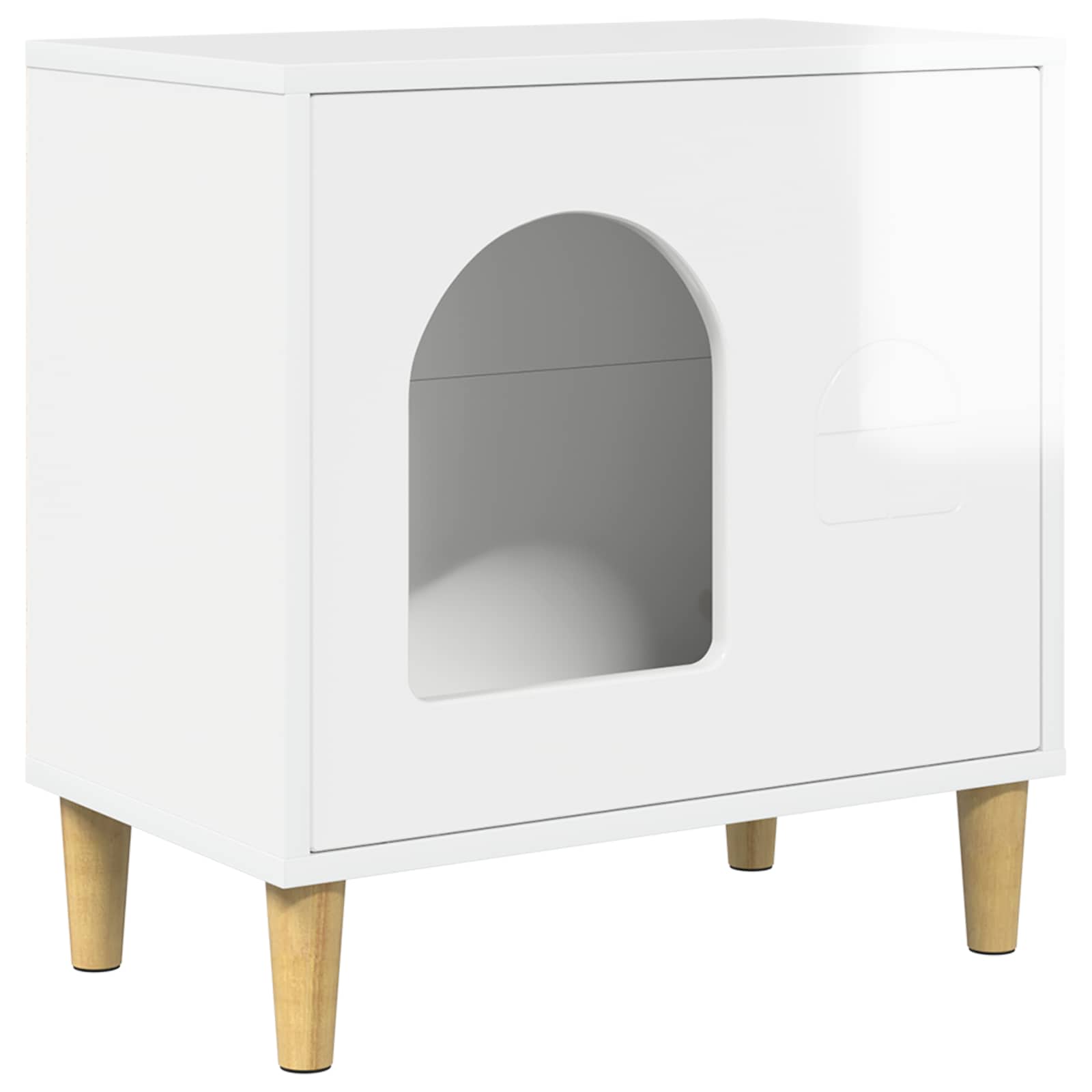vidaXL Cat House Gloss White 51 x 30 x 52 cm Engineered Wood 2