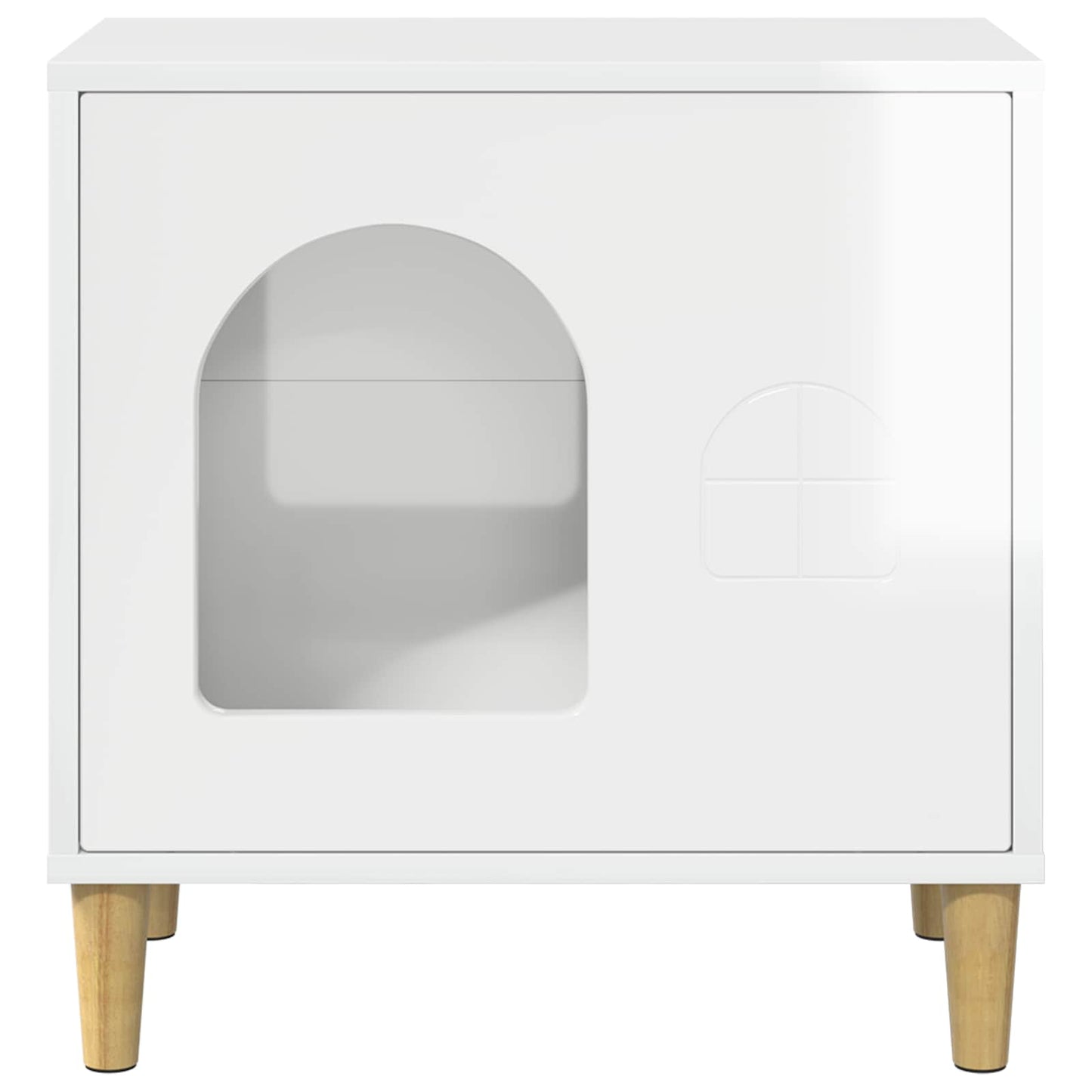 vidaXL Cat House Gloss White 51 x 30 x 52 cm Engineered Wood 5