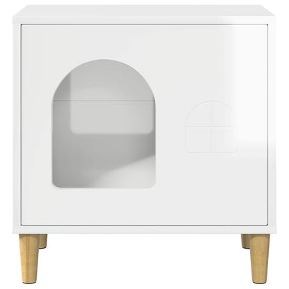 vidaXL Cat House Gloss White 51 x 30 x 52 cm Engineered Wood 5