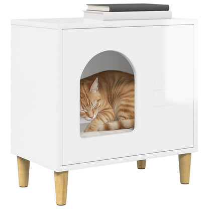 vidaXL Cat House Gloss White 51 x 30 x 52 cm Engineered Wood 3