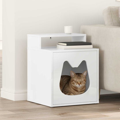 vidaXL Cat House Gloss White 42.5 x 40 x 53.5 cm Engineered Wood 1