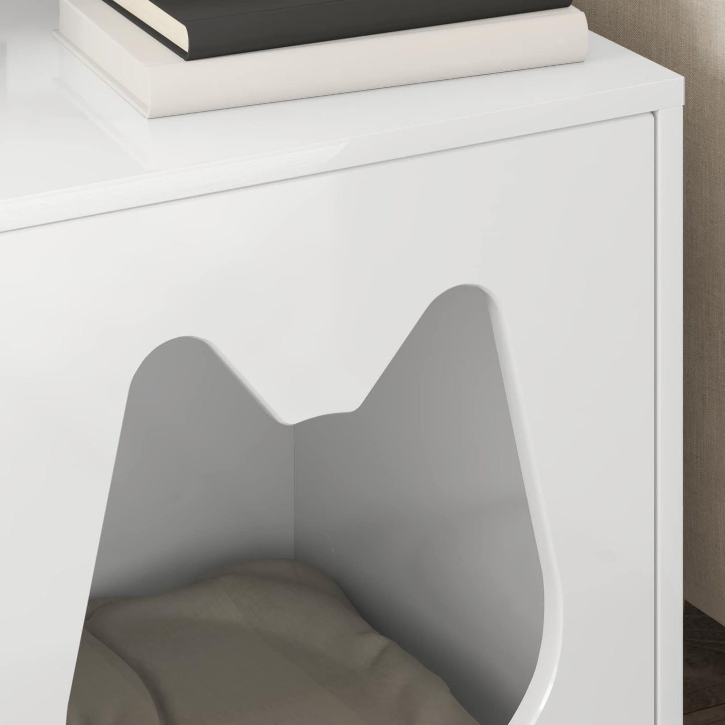 vidaXL Cat House Gloss White 42.5 x 40 x 53.5 cm Engineered Wood 4