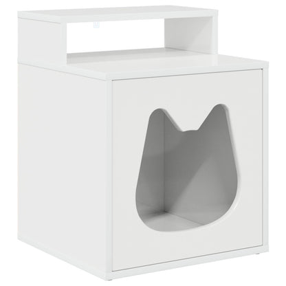 vidaXL Cat House Gloss White 42.5 x 40 x 53.5 cm Engineered Wood 2