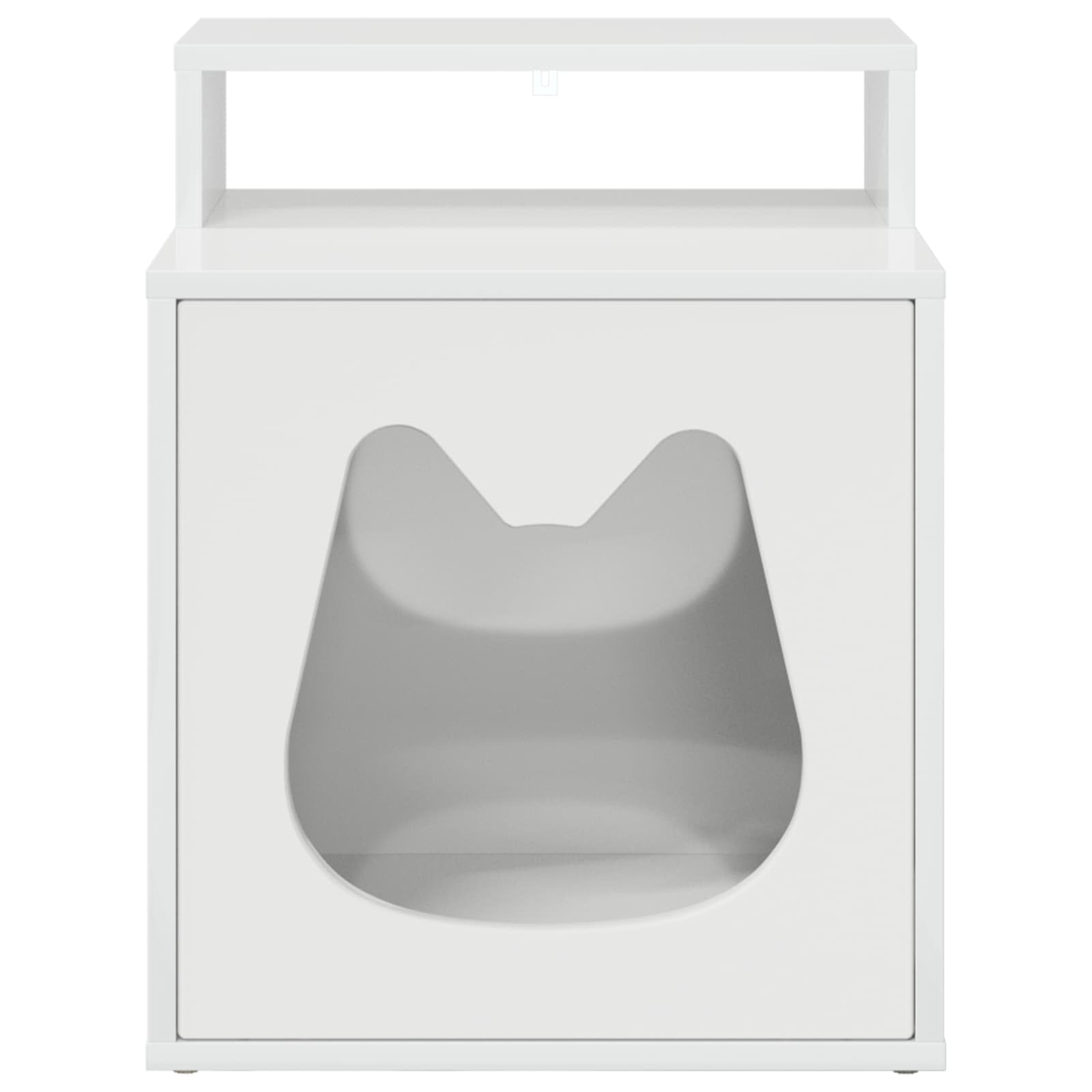 vidaXL Cat House Gloss White 42.5 x 40 x 53.5 cm Engineered Wood 5