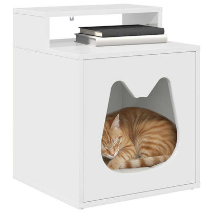 vidaXL Cat House Gloss White 42.5 x 40 x 53.5 cm Engineered Wood 3