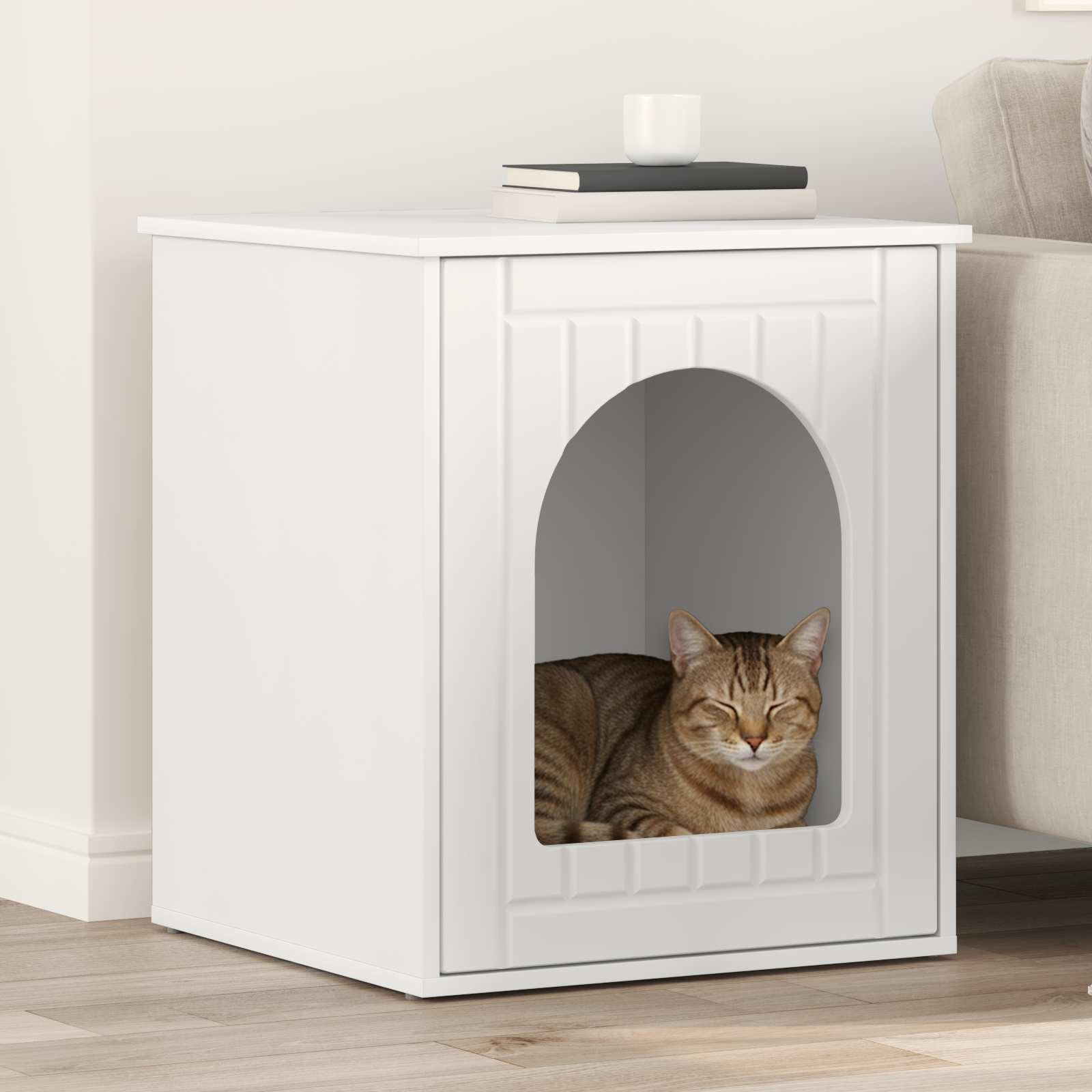 vidaXL Cat House White 53 x 52 x 62 cm Engineered Wood 1