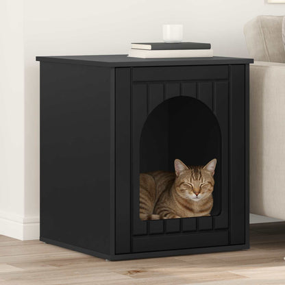 vidaXL Cat House Black 53 x 52 x 62 cm Engineered Wood 1