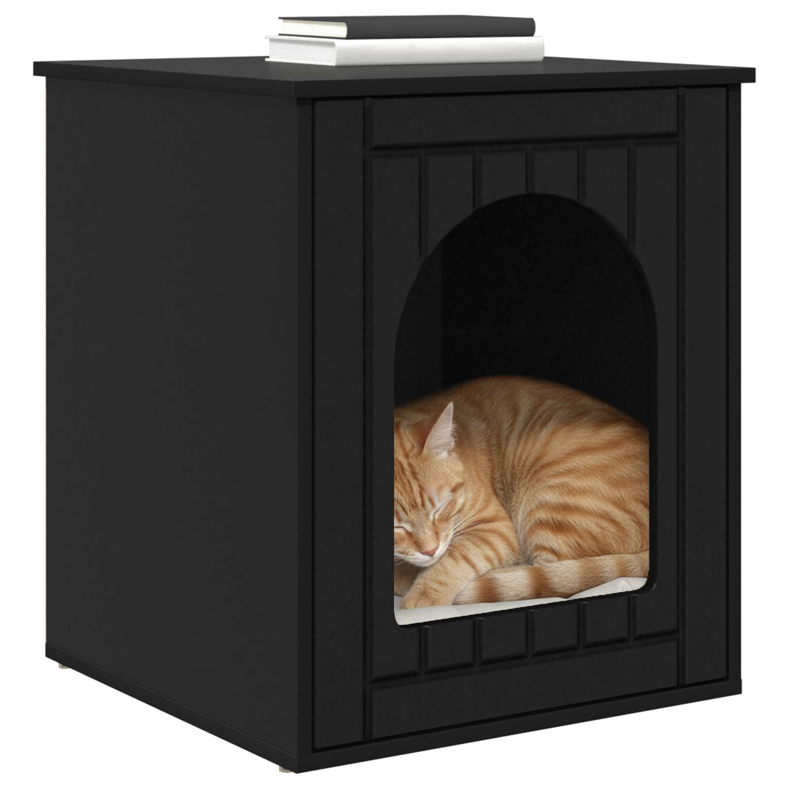 vidaXL Cat House Black 53 x 52 x 62 cm Engineered Wood 3