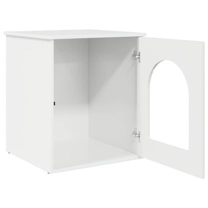 vidaXL Cat House Gloss White 53 x 52 x 62 cm Engineered Wood 5