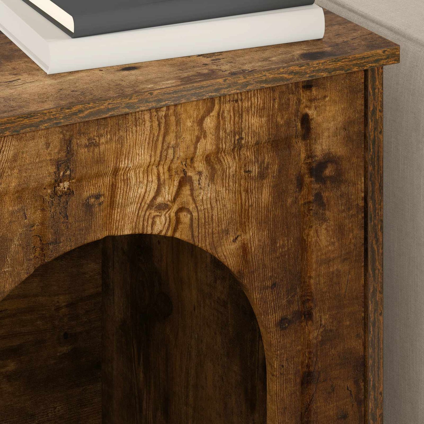 vidaXL Cat House Smoked Oak 53 x 52 x 62 cm Engineered Wood 4