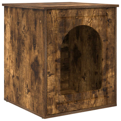 vidaXL Cat House Smoked Oak 53 x 52 x 62 cm Engineered Wood 2