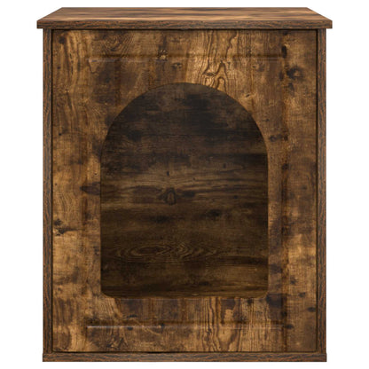 vidaXL Cat House Smoked Oak 53 x 52 x 62 cm Engineered Wood 6